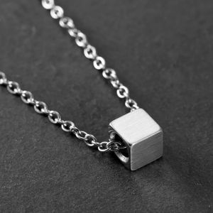 Cubic Pendant Necklace Stainless Steel Unisex